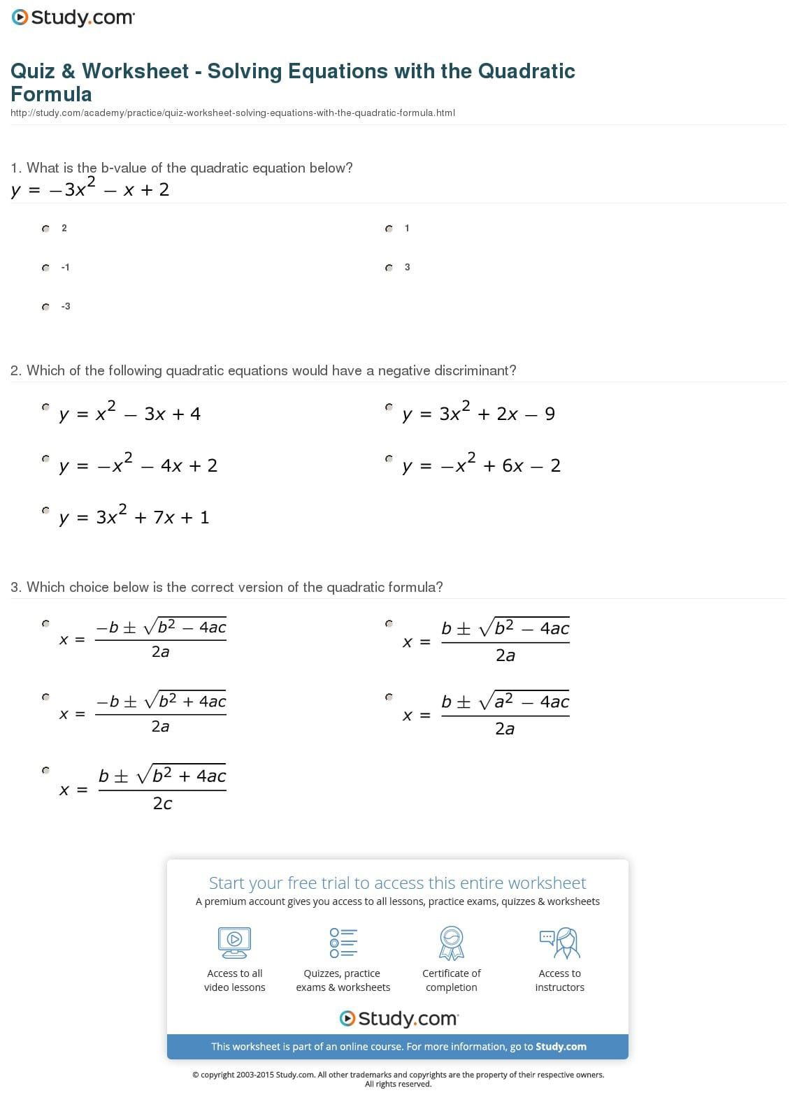 43 The Quadratic Formula Worksheet Worksheet For You