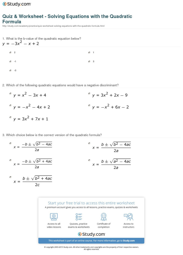 Algebra 2 Solving Quadratic Equations By Factoring Worksheet Answers 