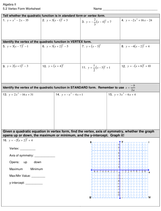 Algebra 2 Worksheets With Answers Worksheets Master