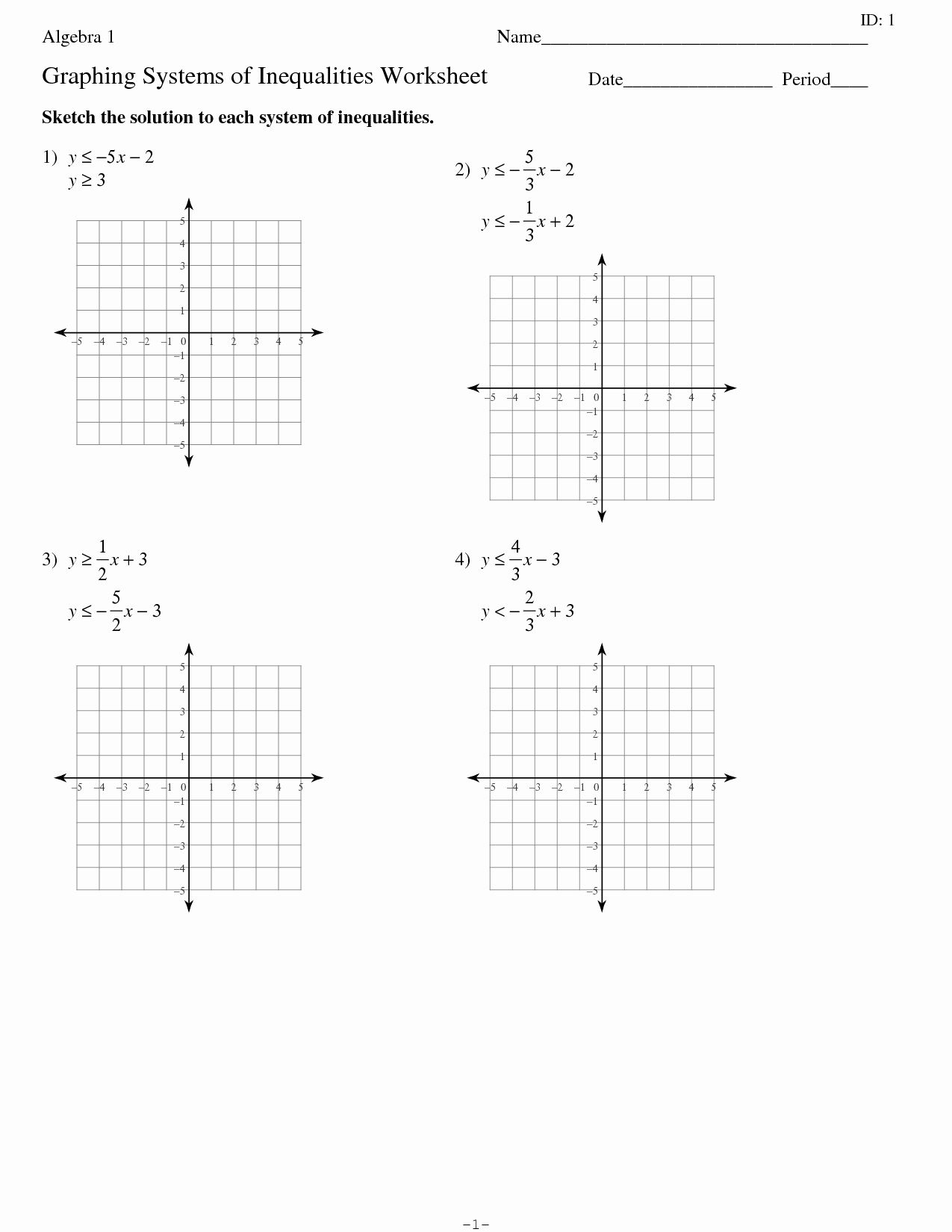 Algebra Graphing Linear Equations Worksheets Equations Worksheets