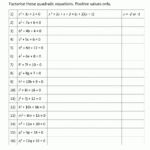 Factoring Quadratic Trinomials Worksheet