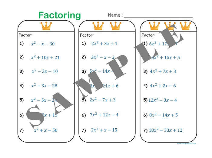 Factoring Quadratics A Greater Than 1 Math Educational Resources 