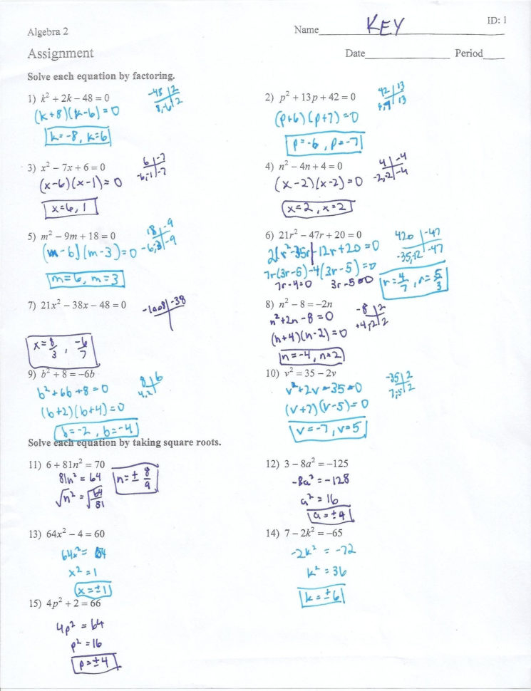 Factoring Quadratics Worksheet Db excel