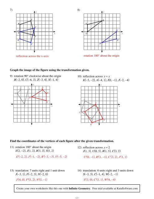 Graphing Parent Functions And Transformations Worksheet Kuta Software