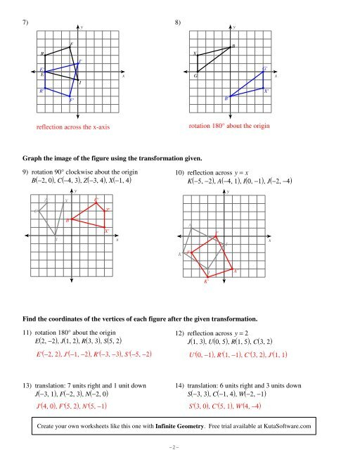 Graphing Parent Functions And Transformations Worksheet Kuta Software 