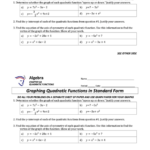 Graphing Quadratic Functions In Standard Form Math Worksheet