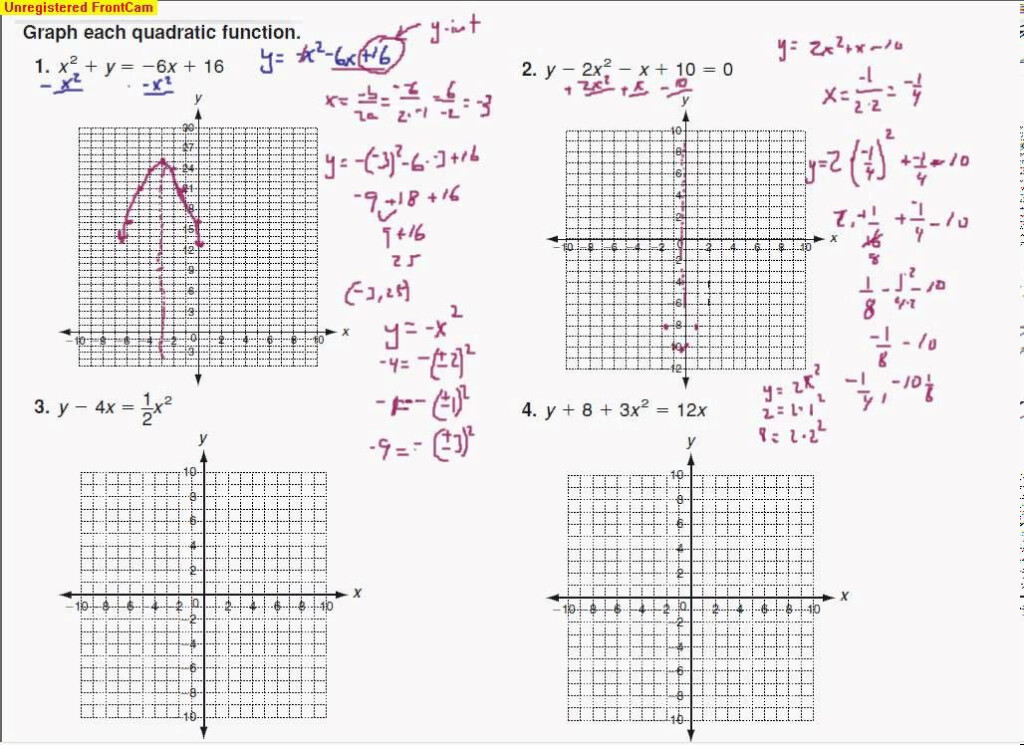 Graphing Quadratic Functions Worksheet Answers Algebra 2 2 Quadratics 