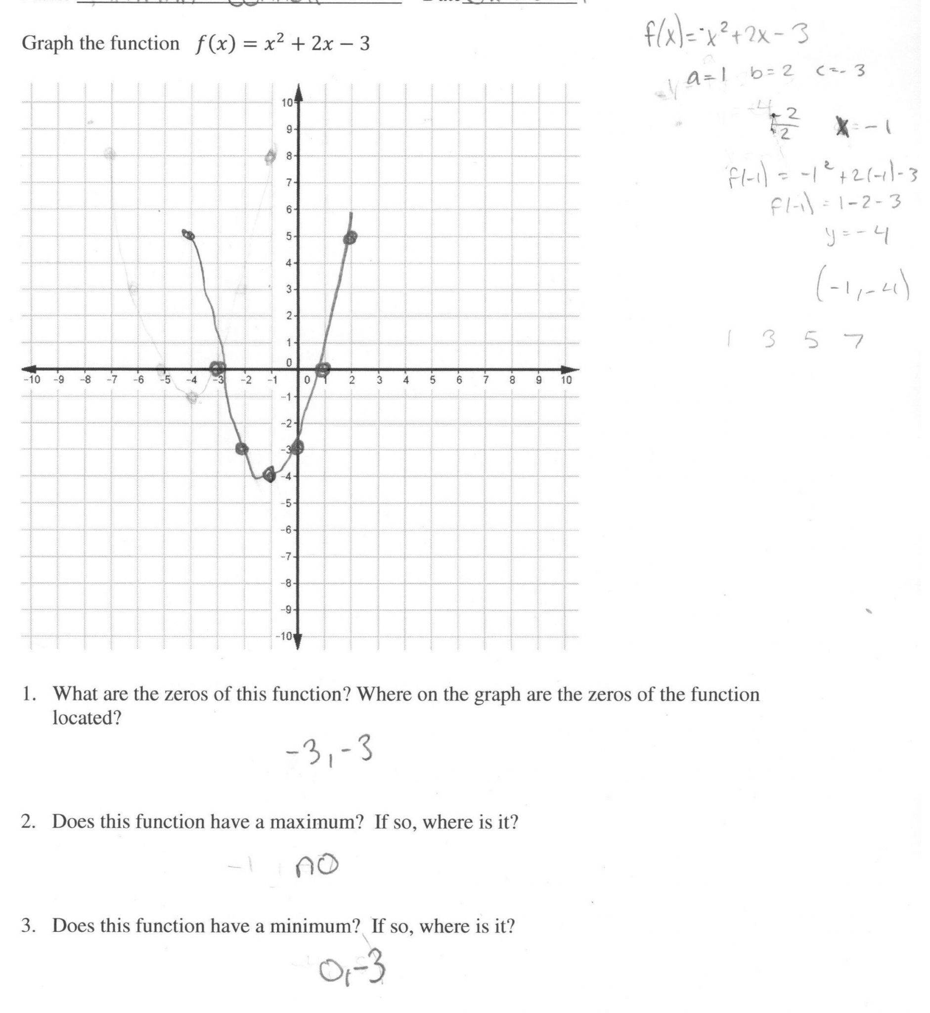 Graphing Quadratics Review Worksheet Answers Db excel