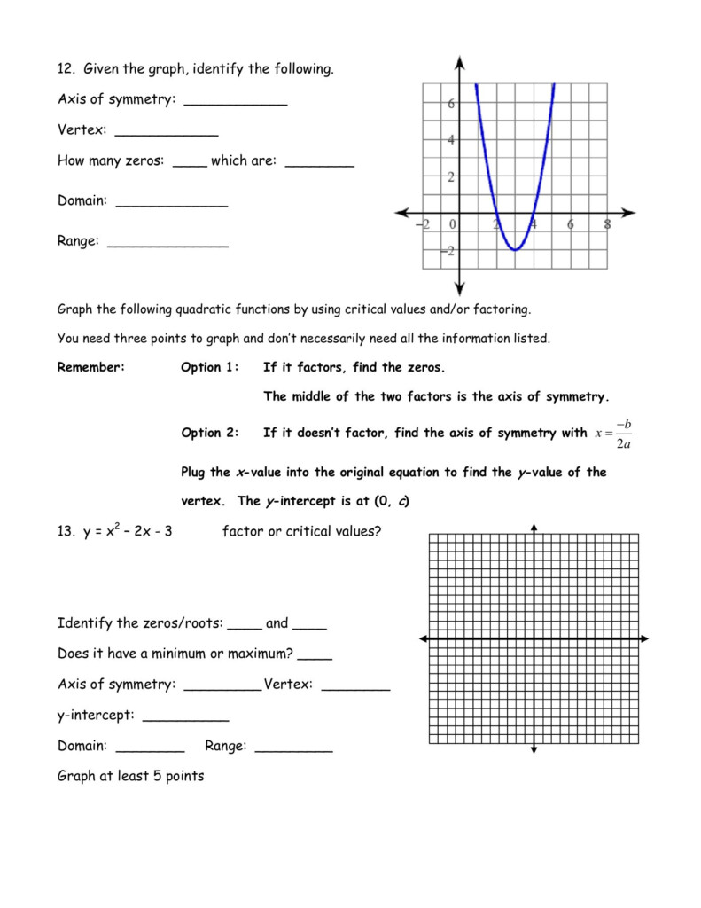 Graphing Quadratics Review Worksheet Db excel