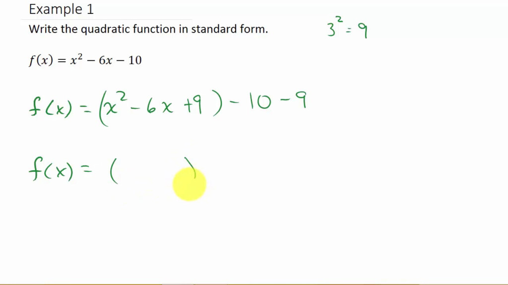 How To Write A Quadratic Function In Standard Form Utaheducationfacts