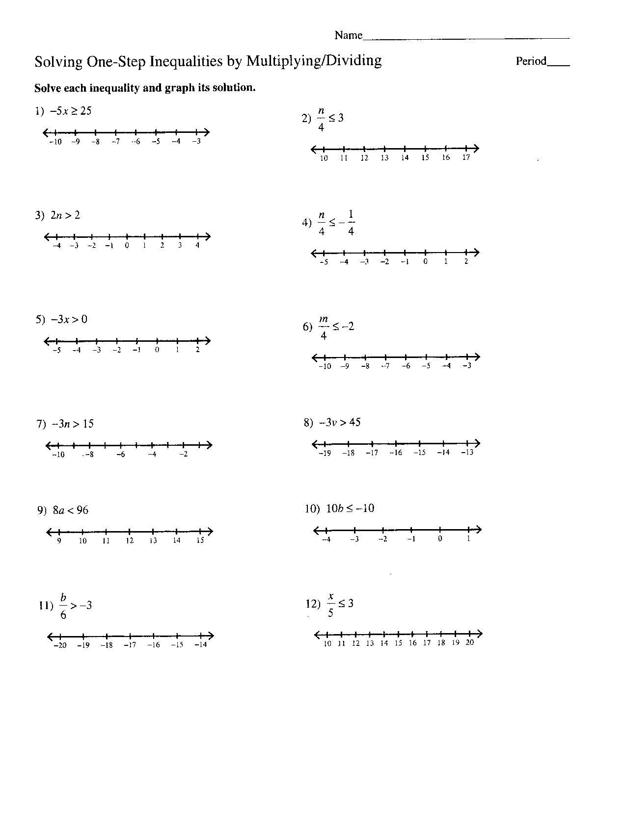 Inequalities Number Line Worksheet Worksheet For Kindergarten