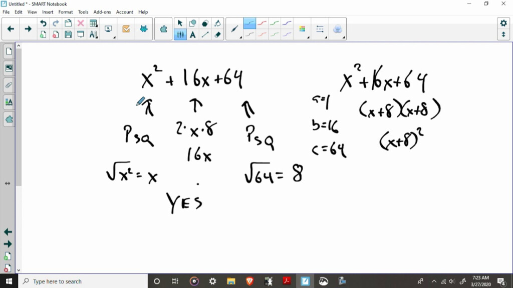 Intro To Perfect Square Quadratics A 1 YouTube