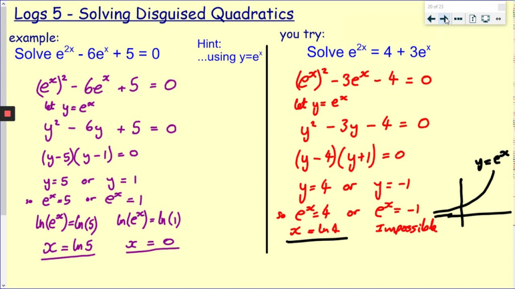 Logarithms 5 Disguised Quadratics YouTube