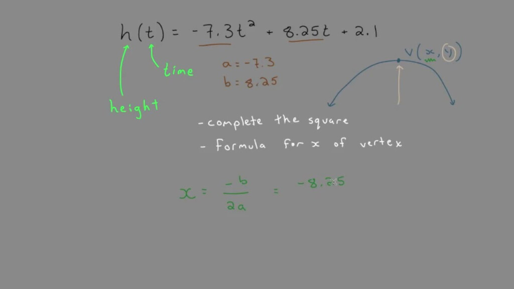 Maximum Height Quadratic Function Word Problem YouTube