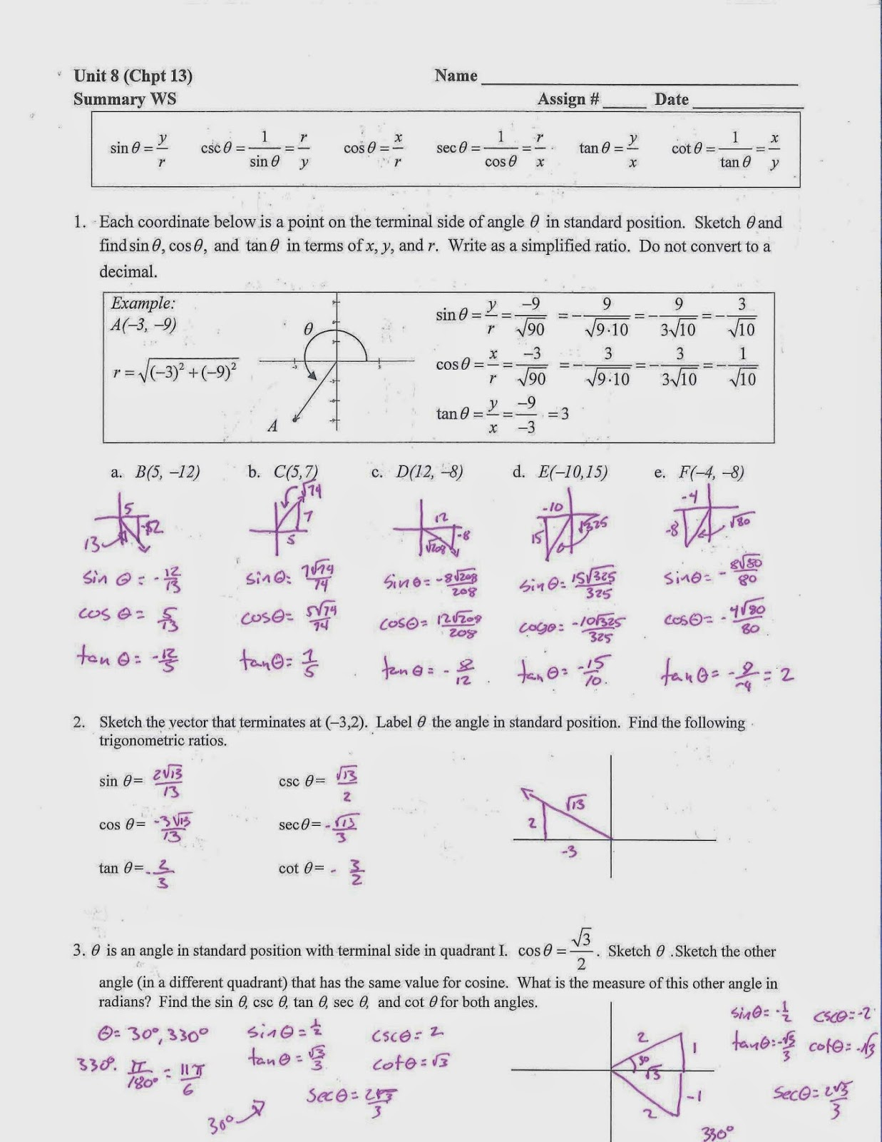 Mr Doran s Algebra 2 Trig Test Review