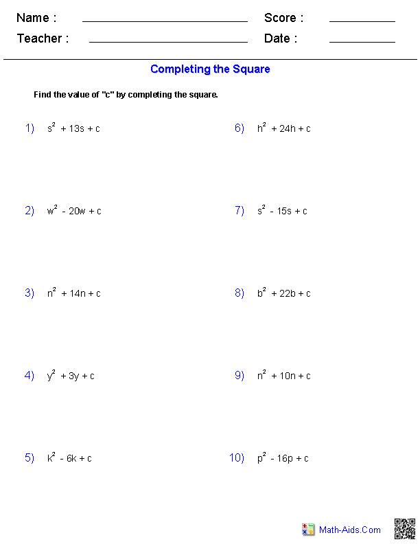 Quadratic Applications Worksheet Answers Worksheet