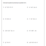 Quadratic Equation Worksheet 8th Grade William Hopper s Addition