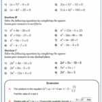 Quadratic Equation Worksheet Grade 9 Kidsworksheetfun