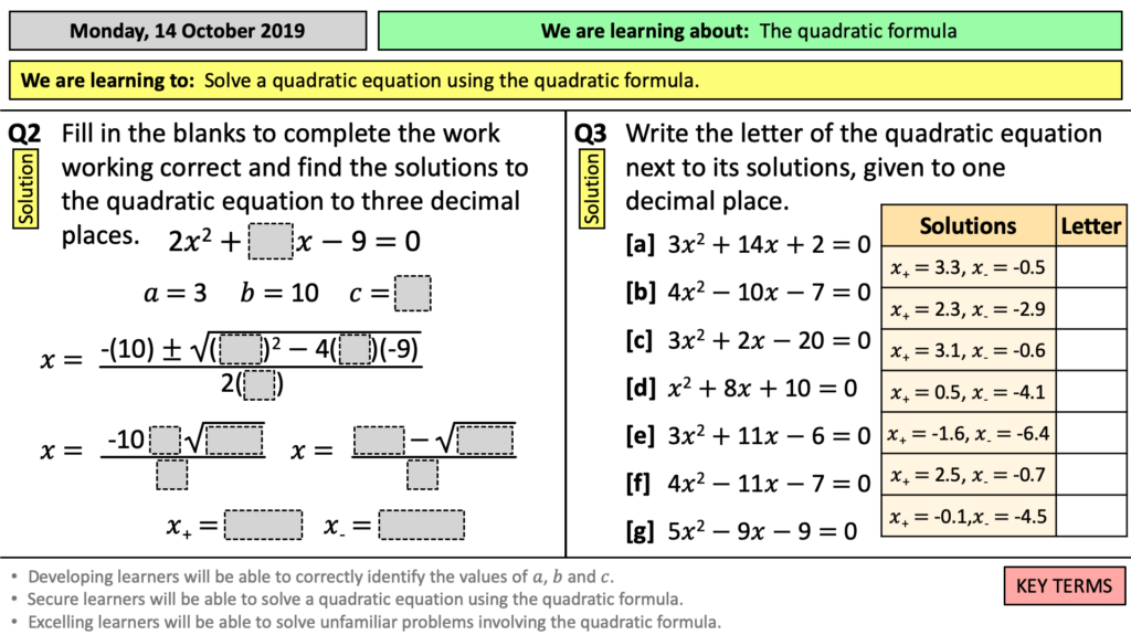 Quadratic Equation Worksheet With Answers