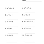 Quadratic Expressions Algebra 2 Worksheet Printable