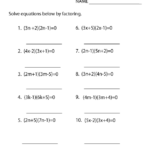 Quadratic Factoring Algebra 2 Worksheet Printable