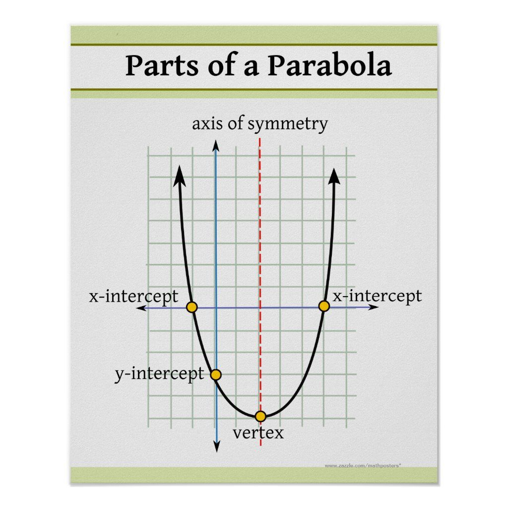 Quadratic Function Parts Of A Parabola Poster Zazzle 