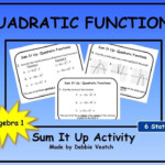 Quadratic Functions Sum It Up Activity Algebra 1 Digital Quadratics