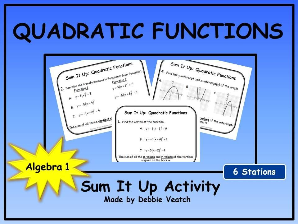 Quadratic Functions Sum It Up Activity Algebra 1 Digital Quadratics 