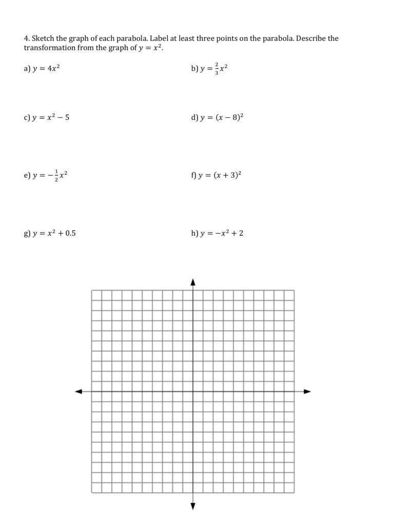 Quadratic Transformation Worksheet Worksheet Section 4 1 Student 