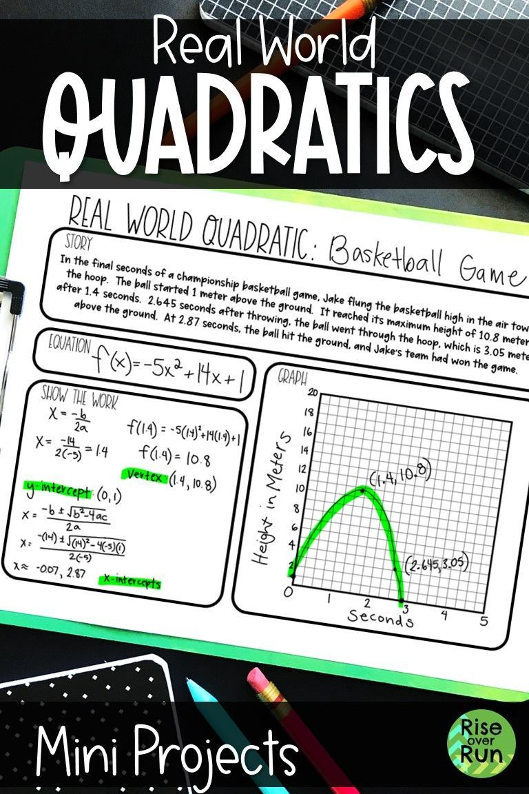 Real World Quadratic Functions Quadratics Word Problem Worksheets