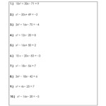 Solve Quadratic Equations By Competing The Square Worksheets
