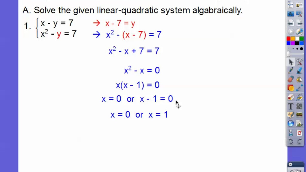 Solving Linear Quadratic Systems Module 12 3 Part 2 YouTube
