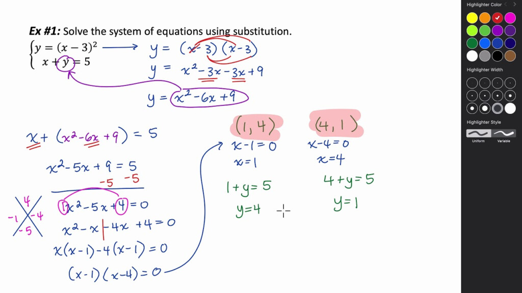 Solving Linear Quadratic Systems Using Substitution YouTube