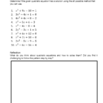 Solving Quadratic Equations Using All Methods Worksheet PDF