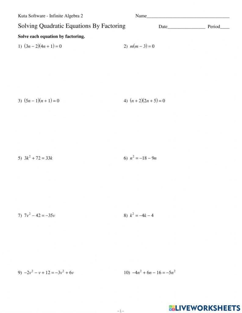 Solving Quadratic Equations Worksheet Answers