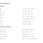 Solving Simple Quadratic Equations Worksheet