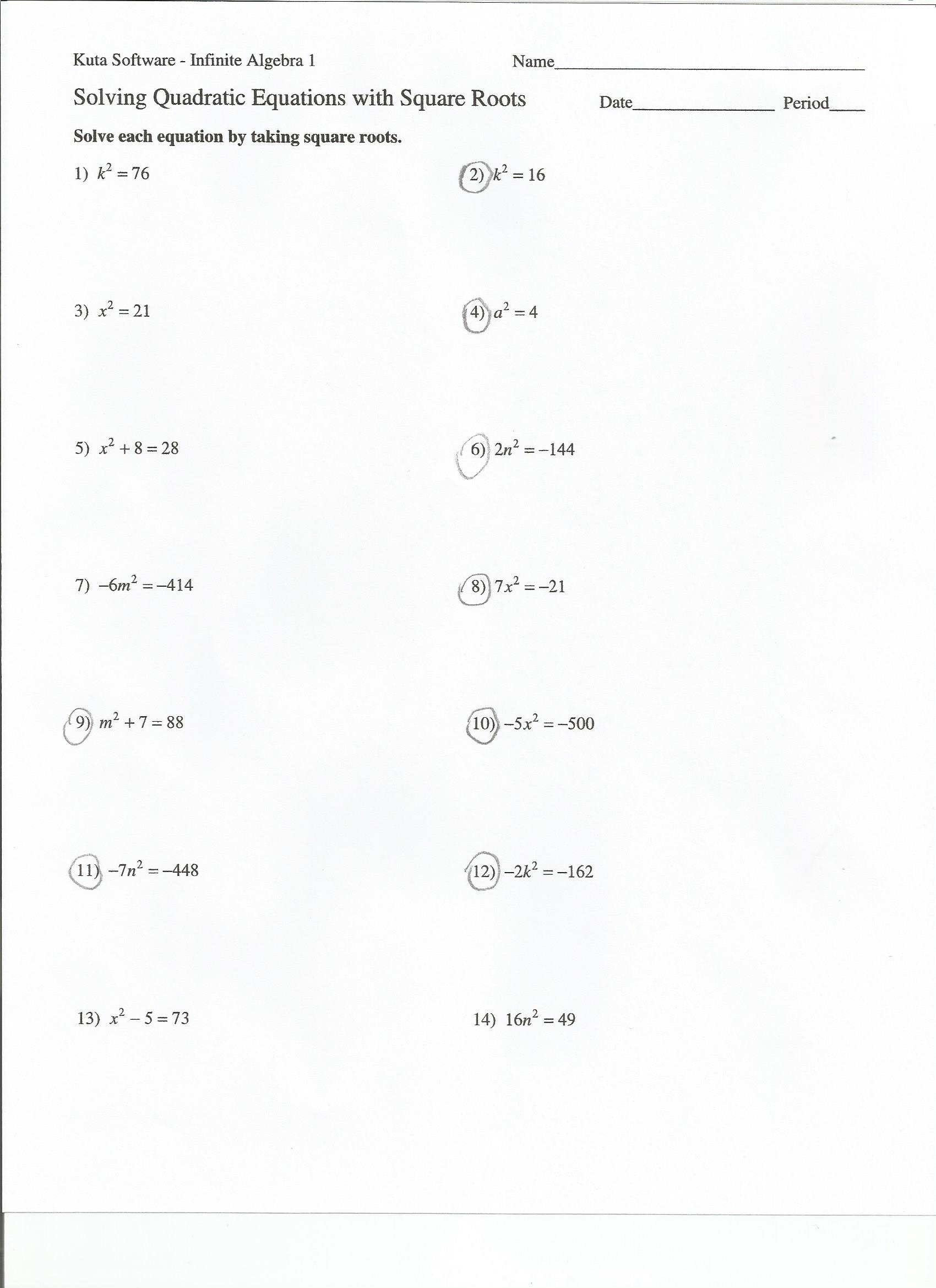 Square Root Equations Worksheet Answers Equations Worksheets