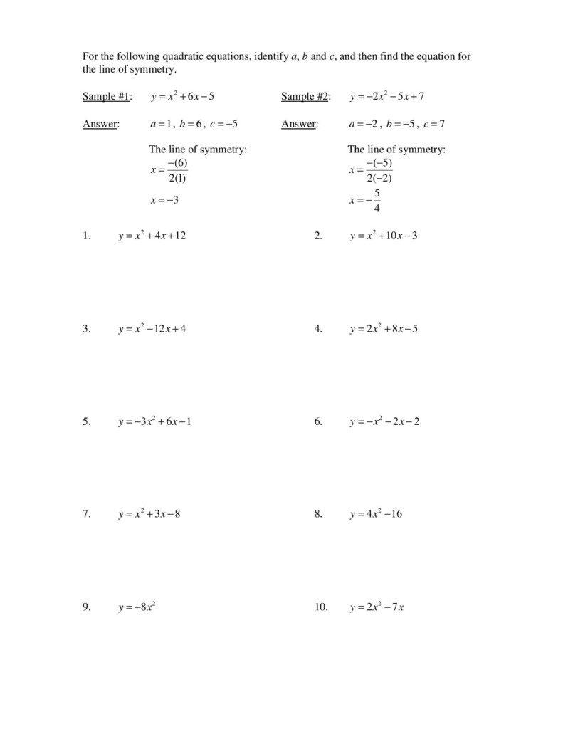 Standard Form To Vertex Worksheet Doc Of Parabola Given And Db excel