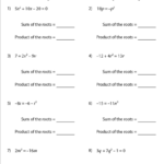Sum And Product Of The Roots Worksheets