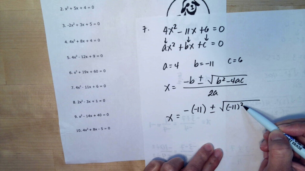 Using Quadratic Formula Independent Practice Worksheet YouTube