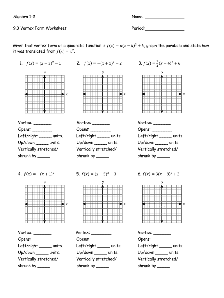 Worksheet Graphing Quadratics From Standard Form Answer Key Fill Online Printable Fillable 